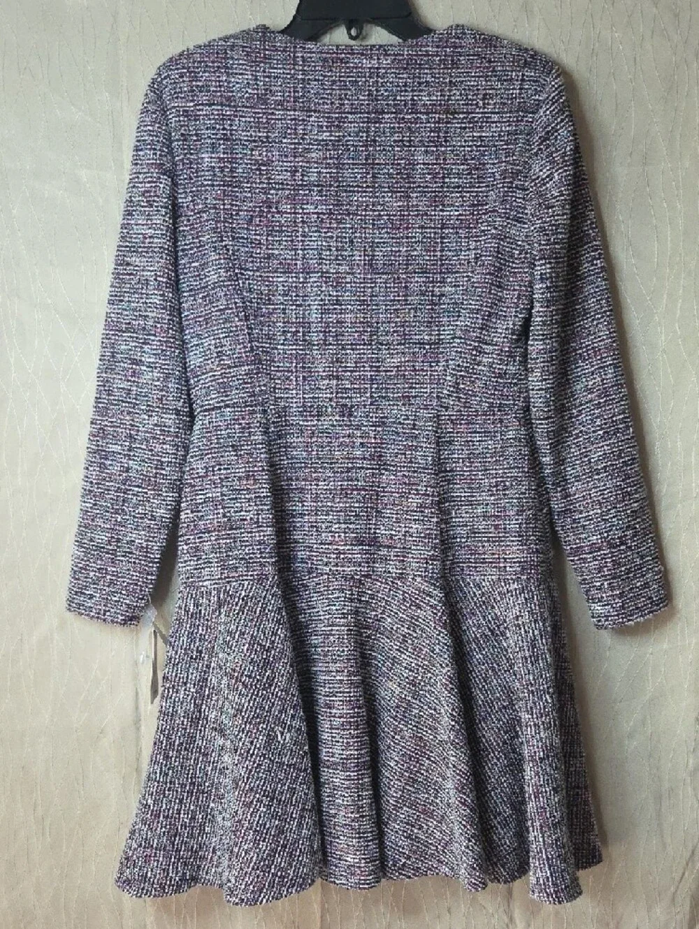 Taylor‎ Multi-Tone Purple Bouclé Long-Sleeve Dress